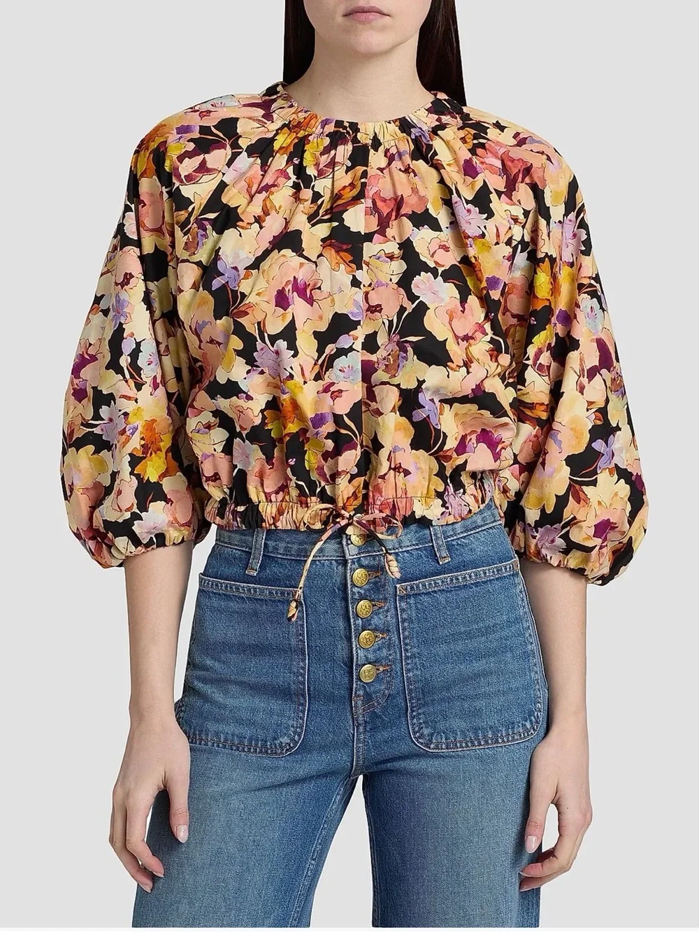 NWT Ulla Johnson LUCIE Night Bloom Floral Bubble Sleeve Top Blouse NEW Women’s 4